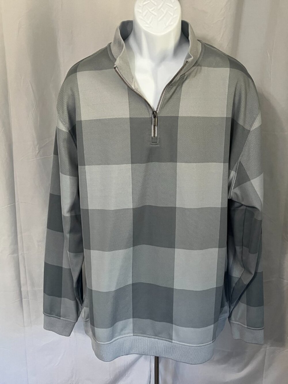 ⛳ FootJoy FJ Men’s Gray Check 1/4 Zip Golf Jacket EUC Size XXL Long Sleeve ⛳ - Picture 2 of 7